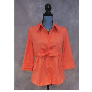 NEW Antilia Femme Orange Adorable Button Blouse L